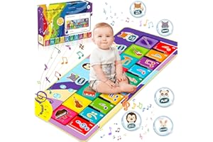 ENCOUN Alfombra Musical, Alfombra de Piano para Niños, Alfombrilla de Baile con 10 Teclas, Juguetes Educativos Regalos para Niños Niñas 1 2 3 Años（110 * 36 cm）