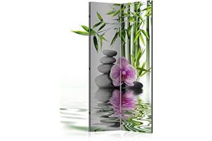 murando Decorative Room Divider Spa Orchid 135x172 cm / 54"x68" Double-Sided Folding Screen Room Partition Non-Woven Canvas Print Opaque Display Bamboo Zen p-B-0034-z-b