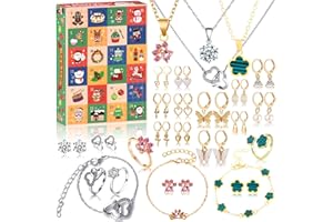 WEIMEIH Calendario dell'Avvento da donna, conto alla rovescia di Natale 2024, gioielli di lusso per adulti, donne, ragazze, 24 giorni, regalo a sorpresa di Natale, calendario dell'avvento con braccialetto,
