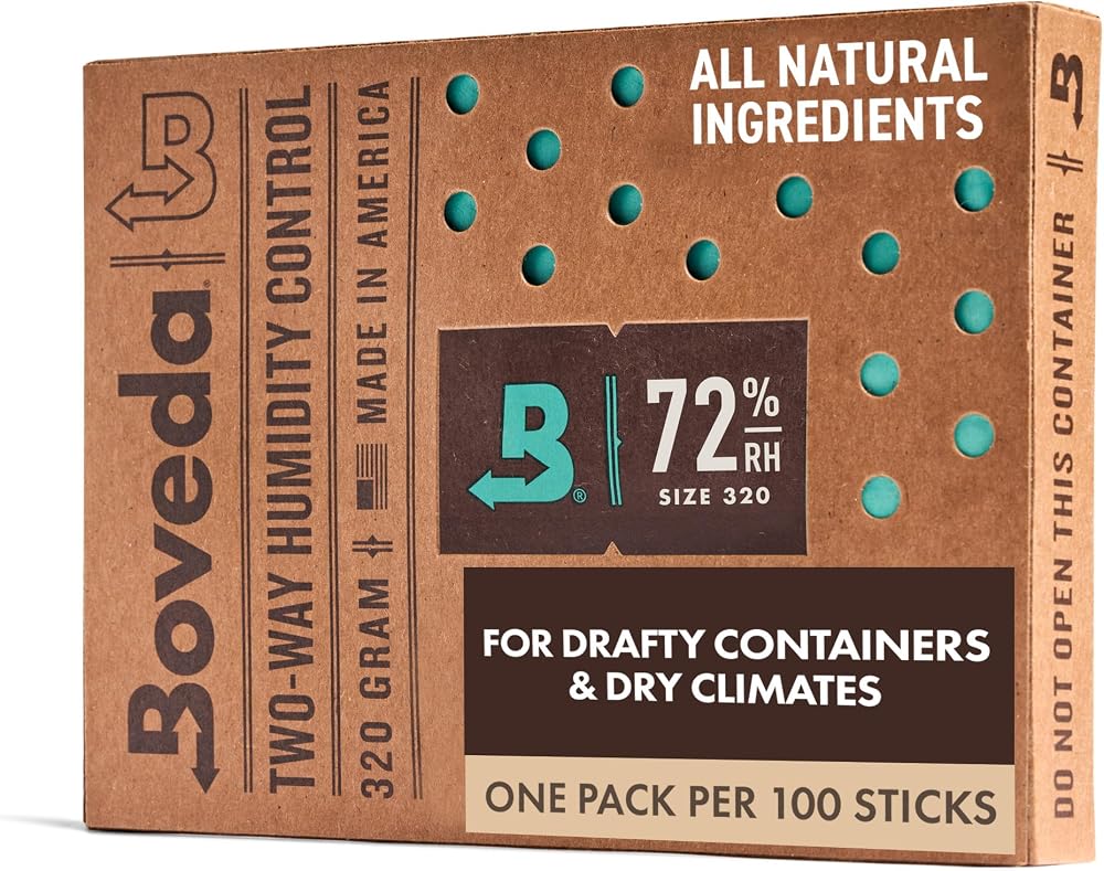Boveda-Purolar için/Tütün |% 72 RH 2 Yönlü Nem Kontrolü | 100 puroları için Up ile Kullanımı için Boyut 320 | Puro Humidors için Teknolojisi Patentli | 1-Count