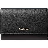 Calvin Klein FOIL LOGO TRIFOLD W/ZIP POCKET Kadın C&uuml;zdan Black/Toasted Coconut OS