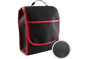 L & P Car Design Sac de rangement coffre voiture - Organiseur petit - Fermeture - Noir rouge