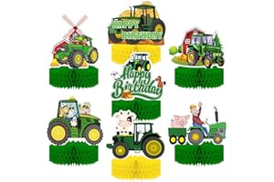 TENCOW Traktor Bauernhof Party Dekorationen Bauernhof Tier Scheune Wabenaufsatz Grün Traktor Geburtstag Party Supplies Tischaufsätze für Kindergeburtstag Babyparty Bauernhof Party Dekor (Grün)