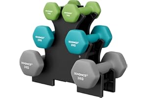 ‎SONGMICS SONGMICS Hantel-Set, 3 Paar, 1kg-3kg，9kg oder 12kg, Aufbewahrung, Fitnessstudio, Krafttraining, rutschfeste Neopren-Beschichtung