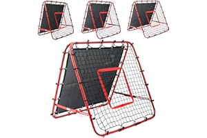 Hibtn Double Sided Football Rebounder Net 100x110x100cm Adjustable, Soccer Goal Kickback Target for Kids, Portable Training Equipment