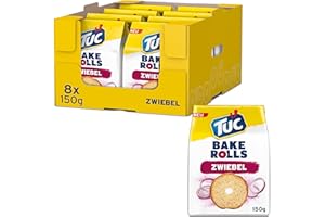 ‎TUC TUC Bake Rolls Zwiebel – Knusprige doppelt gebackene Brotchips – 8 x 150g