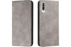 Mo-Somnus Kompatibel mit Samsung Galaxy A50/A50S/A30S Hülle, Schutzhülle Samsung A50/A50S/A30S, Magnet PU Leder Flip Handyhülle Samsung A50/A50S/A30S Klappbar Kartenfächer Klapphülle (Grau)