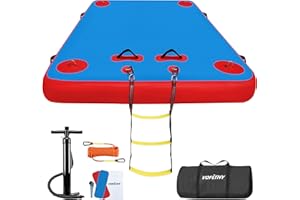VOFiTNY Inflatable Floating Dock, Air Platform Multi-Person Swim Water Mat with Rope Ladder, None-Slip Surface for Pool Lake Beach