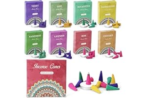 ‎SCENTORINI SCENTORINI Räucherkegel 120st, Gemischte Düfte Räucherkerze mit Räucherstäbchenhalter, Rose, Salbei, Lavendel, Veilchen, Zimt, Eukalyptus, Eukalyptus, Regenwald, für Aromatherapie Luftreinigung
