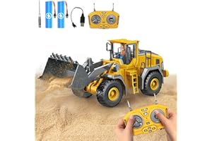 Snovire Remote Control Wheel Loader Toy, RC Sprocket Loader with Light & Sound & Metal Shovel, 2.4GHz, 1:24 Scale Reduction, Construction Vehicle Gift for 6-12 Boys Girls