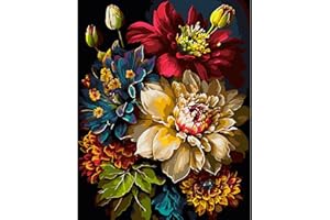 JATOK Paint by Numbers Kits for Adults, Painting Kits for Beginners On Clear Symbols Colored Canvas, Easy DIY Acrylic Pigment Drawing Paintwork for Home Wall Decor, 16x20in Frameless, Flower