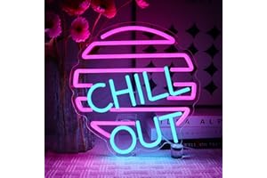 OYCGZV Chill Out Neon Schild Abkühlung Led Neon Schild Wand Neon Sign USB Led Schild für Bar Schlafzimmer Spielzimmer Game Zone Party Store Friseursalon Geschenk für Mädchen Freunde