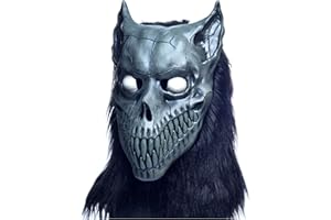RAPGET Wolf Maske Gruselige Halloween Zombie Masken Gruselige Werwolf Maske Pelzige Cosplay Wolfskopf Kostüme mit scharfen Zähnen Latex Maske für Erwachsene