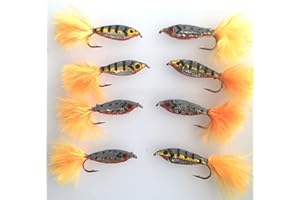 BESTCITY Fly Fishing EPOXY MINNOWS ORANGE x8 Flies for trout chub perch pike fishing PACK #129