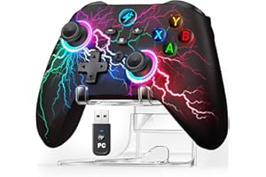 HASACOOL Controller PC, PC Controller Wireless mit RGB Licht, Gaming Controller PC mit 2 Programmierbare Rücktasten, 1000mAh Akku Bluetooth Controller Kompatibel mit Windows PC/Switch/Switch2/Android/IOS