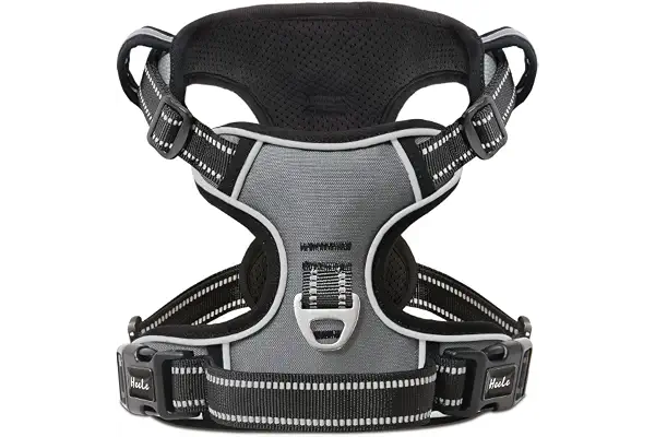 HEELE Arnés Reflectante para Perro, con Control de Mango Acolchado, 2 Anillos de Metal, arnés para Perros pequeños, medianos y Grandes, Gris, M