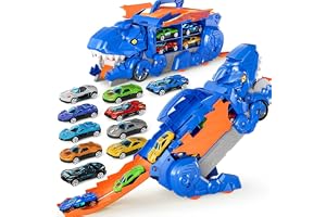 Transformed Dinosaur Truck Toy with Diecast Racing Cars for Kids 3-6,Dino Transport Car with Wings and Handle for Children,Birthday Gift for 3 4 5 6 7 Year Old Boys Girls,Dinosaur Toys for Kids 3-6