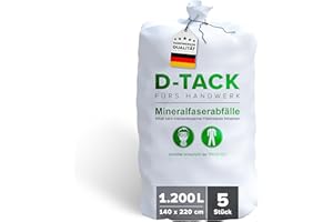D-TACK 5x KMF Big Bag | 140 x 220 cm | Mineralwollsack aus PP-Gewebe | UV-stabilisiert | Säcke für Mineralfaserabfälle, Glaswolle und Isolierwolle | 1 m³ | 1200l