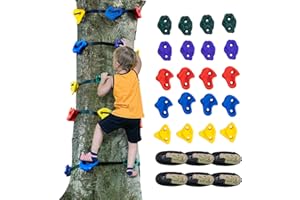VEVOR Ninja Tree Climbing Kit, 20 Baumklettergriffe und 6 Ratschengurte, große Kletterfelsen für Kinder und Erwachsene, Kletterer und Formen, für Outdoor Ninja Warrior Hindernistraining