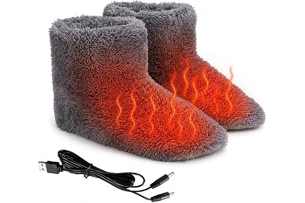 Elektriskt uppvärmda tofflor för kvinnor och män, USB fotvärmare, skor 49–53 °C, konstant temperatur, uppvärmbara vintertoffl