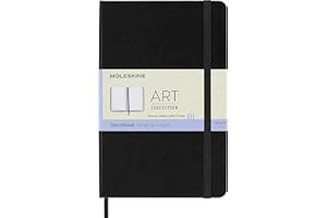Moleskine Medium Size 11.5 x 18 cm Art Sketchbook, Sketchbook for Drawings, Paper Suitable for Pencils, Pastels, Fountain Pens and Markers, Hard Cover, Colour Black, 88 Pages