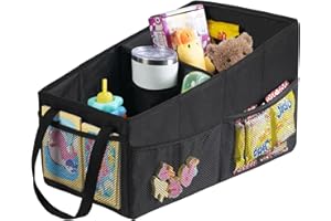Zouway Auto Organizer Kinder, Autositz Organizer Rücksitz & Beifahrersitz, Zusammenklappbar Aufbewahrungsbox mit Griffen und Mehreren Netztaschen für Spielzeug Bücher Snacks Wasserbecher