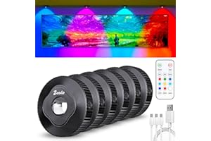 Zeadio luces de gabinete con control remoto, LED iluminación de techo recargable con pulsador de empuje suave y pulsador dimmable para sala de estar, dormitorio, despensa, etc (Paquete de 6)