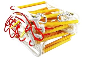 EVEREST'S TOYS Rope Ladder Fire Escape 4 Story House | Ladder Rope 10m with Carabiners | Rescue Solution in Case of Fire Emergency