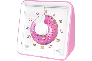 TWENTY5 SEVEN Visual Timer with Protective Case, 60-Minute Countdown Timer for Kids Autism ADHD Classroom Home Office, Countdown Clock for Meeting Time Management, Pink Donut Pattern, T0868