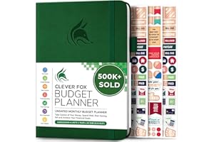 Planificador de presupuesto Clever Fox - Cuaderno de seguimiento de gastos. Diario de presupuesto mensual, planificador de finanzas y libro de cuentas para tomar el control de su dinero - Verde musgo