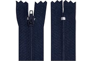 Aerzetix - C63464 - Set di 10 Cerniere Lampo a Spirale N°3 Non separabile 40cm in Nylon - cursore autobloccante in Metallo - Colore Blu Scuro - Abbigliamento Cucito Pantaloni merceria