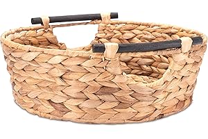 Decorasian Korb zur Aufbewahrung, geflochten aus Wasserhyazinthe mit Griffen - Präsentkorb bzw. Geschenkkorb leer – Ideale Geschenkkörbe von groß bis klein – 37cm Natur