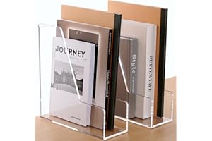SANRUI 2-Pack Acrylic Magazine File Holder Desk Organizer Magazine Rack,Clear, Vertical File Sorter Holders,8.46" D X3.15 W X 8.66" H