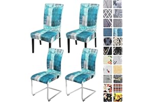 ‎ALISHOMTLL Alishomtll Stretch Stuhlhussen 4er/6er Set Blau Stuhlbezug Schwingstuhl Elastische Hussen Abnehmbarer Waschbarer Stühle Schutz für Esszimmer Restaurant Hotel Bankett Hochzeit (Blauer Türkis, 4 Stück)