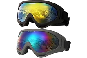 OUTDOORSPARTA 2-Pack Ski Goggles Snow Sports Goggles Snowboarding Goggles Motocycle Glasses for men women youth kids boys and gilrs