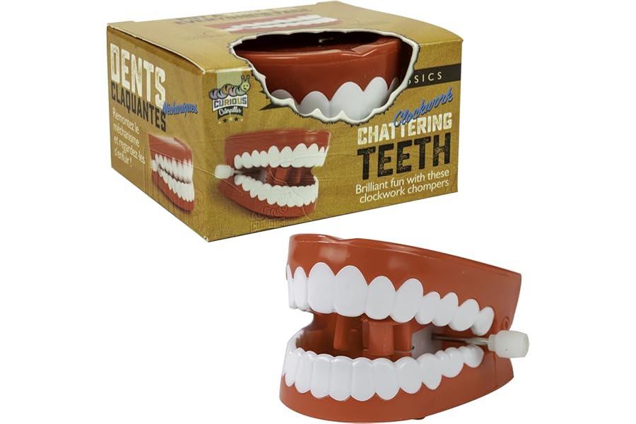 Funtime Gifts Clockwork Chattering Teeth, Red