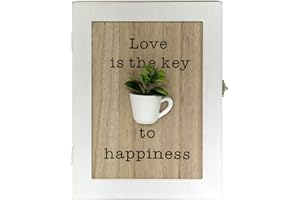 Maison Des Cadeaux Wooden Wall Mounted 'Plant Cup' 6 Key Cabinet Keyhole Box Key Holder