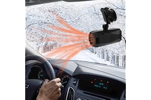 Ertisa Auto Heizlüfter, 12V 150W Auto Heizung und Ventilator 2 in 1 Tragbar Auto Defogger Defroster Schnelleheizung Auto Elektro Heizlüfter mit 360° Drehbasis Defogger Demister Ventilator Autheizung