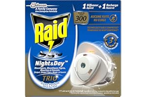Raid Elektro-Diffuser Sand Compressed, moskito, Mosquito Tigers, fliegen und ameisen 1 Refill, Night & Day Trio, Insecticide 4 er pack