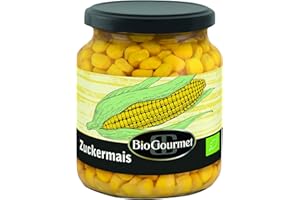 ‎BIOGOURMET BioGourmet Bio-Zuckermais – Feiner Zuckermais aus ökologischem Anbau in den Niederlanden – Ideal für Salate, Beilagen & kreative Küche, Glas 1 x 350g