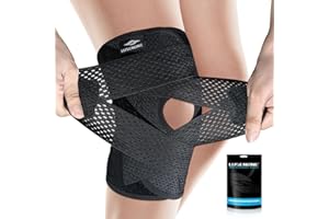 LUSENONE Knee Support with Side Stabilizers, Adjustable Knee Brace for Men/Women, Compression knee Brace Support for ligament damage,arthritis,meniscus tear, ACL,MCL,Knee Pain Relief,Running,Sports