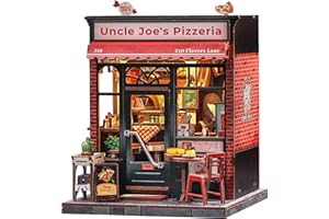 Cutefun DIY Book Nook Kit – Miniature house set with LED lighting for adults and teenagers – Creative bookshelf decoration, exclusive collector's item as a gift idea(Uncle Joe's Pizzeria)