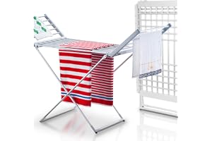 avenido Elektrisk torktumlare, torktumlare med 18 värmestänger, uppvärmd torktumlare 220 W, 148 x 52,5 x 90 cm, minskar torktiden, IP22, silvervit