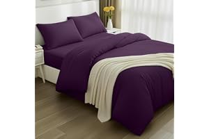 Utopia Bedding 4 Piece Sängkläder Set - Mjuk Borstad Microfiber Polyester - Påslakan (200x200cm), Spännlakan (135x190cm) med