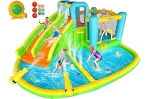 FBSPORT hüpfburg Outdoor mit gebläse 545 x 365 x 218 cm hüpfburgen Kinder aufblasbare hüpfburg draußen XXL Outdoor für Erwachsene groß hüpfburg mit rutsche geeignet für Kinder grün