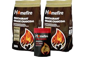 Pack of 2 Homefire Premium Grade Restaurant Lumpwood Charcoal 4 kg Bags & Twizlers Wood Wool Firelighters 300g with Topline Card. Perfect for Outdoor Barbecues, Camping BBQs, Pizza Ovens.