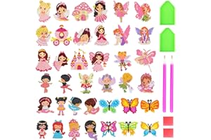 UGBO Diamond Painting Enfant Diamant Painting Broderie Diamant Fille 5D Diy Strass Autocollant Kit Peinture Diamant Stickers Dessin de Diamant Avec Strass Mosaïque Autocollante Enfants (38 Pcs)