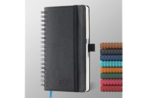 IN-LUXPRO Agenda 2026: Agenda de Poche Semainier A6 Petit 16,4x9,6 cm Spirale, Planificateur Hebdomadaire D'Jan 2026 à Déc 2026(12 Mois) Scolaire, Papier 100GSM, Couverture PU cuir Noir