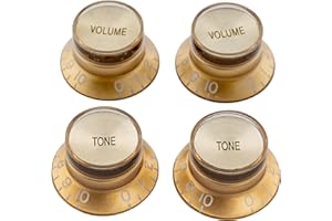 Musiclily Pro Metrische Gitarre Knöpfe Potiknöpfe Top Hat Bell Knobs 2 Volume 2 Tone Set für Epiphone LP SG Style E-Gitarre, Gold mit Gold Metalleinlage