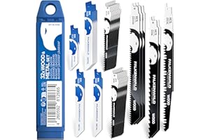 FALKENWALD® Säbelsägeblätter Set 32-tlg – 22x Holz + 10x Metall - Bi-Metall & HCS - Für Holz, Metall, Edelstahl, Rohre, Laminat - Passend für Bosch, Makita, Einhell u. v. m.